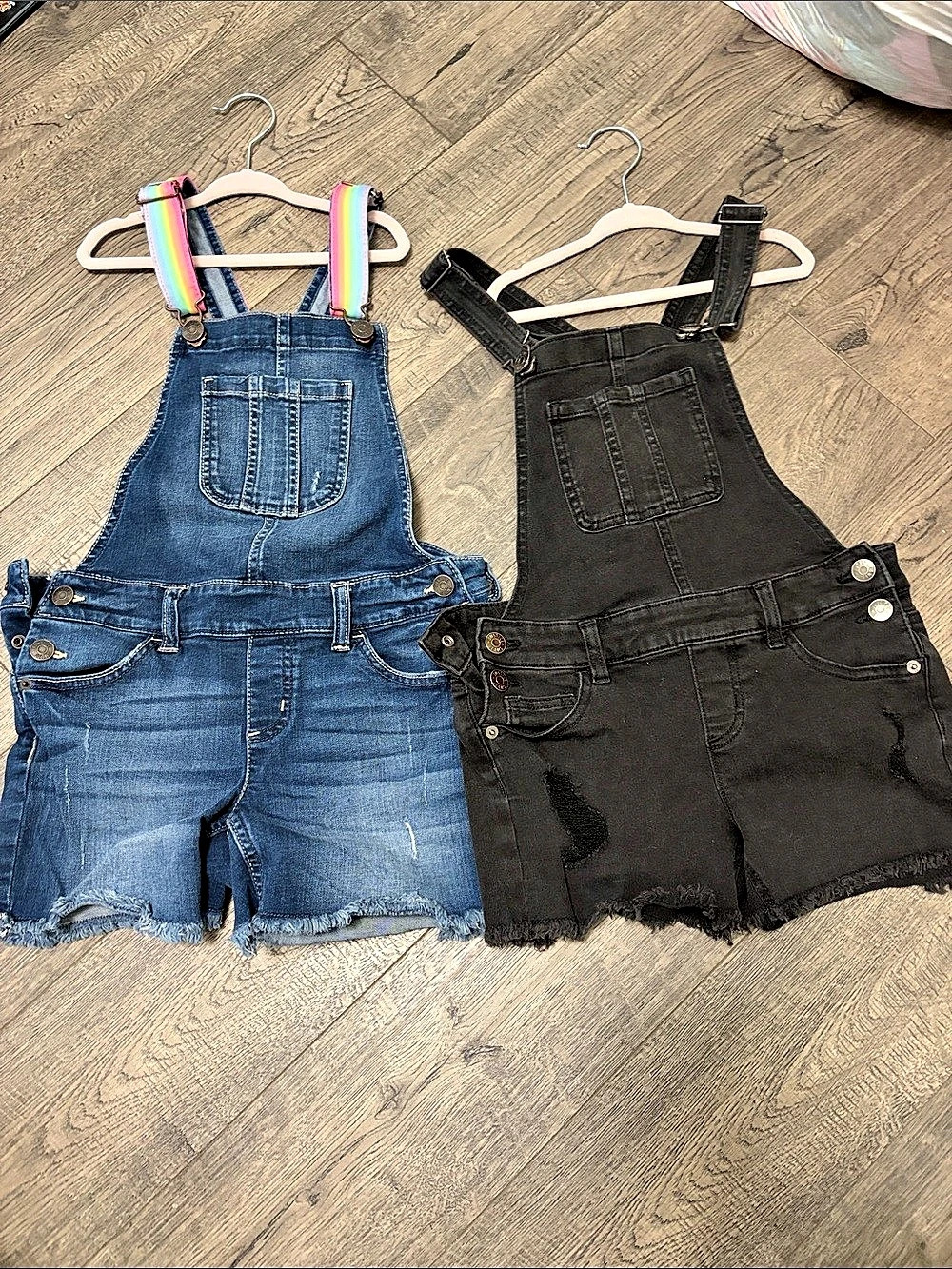 NWOT Justice Denim Shortalls 2-Pack Blue & Black Size 10